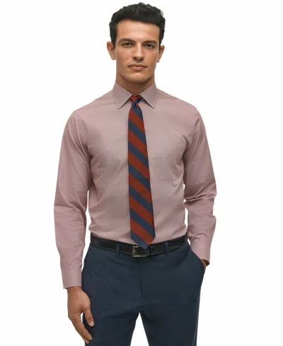 Brooks Brothers Men's Regular-fit Micro-houndstooth Dress Shirt In Pink