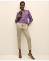 Brooks Brothers Mercerized Cotton Crochet Peplum Cardigan Sweater In Medium Purple