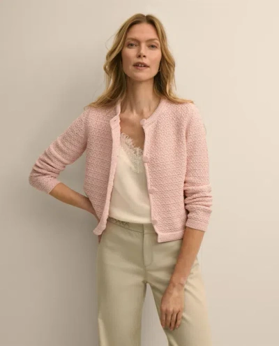 Brooks Brothers Mercerized Cotton Crochet Sweater Jacket In Pink