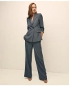 Brooks Brothers Merino Wool Blend Birdseye Straight Leg Trousers In Blue