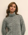 Brooks Brothers Merino Wool Blend Marled Cable-knit Turtleneck Sweater In Gray