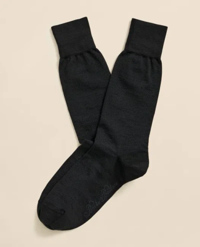Brooks Brothers Merino-wool-blend Mini Dot Socks In Black
