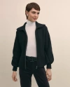 Brooks Brothers Merino Wool Blend Peplum Zip Cardigan Sweater In Black