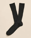 Brooks Brothers Merino Wool Blend Ribbed Socks In Black