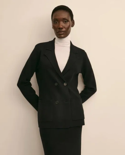 Brooks Brothers Merino Wool Double-breasted Sweater Jacket In Black