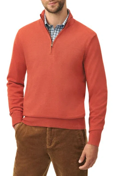Brooks Brothers Merino Wool Half Zip Pullover In Orange