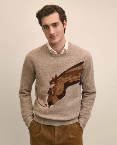 BROOKS BROTHERS MERINO WOOL INTARSIA HORSE MOTIF SWEATER