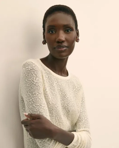 Brooks Brothers Merino Wool Lace Sweater In White