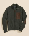 Brooks Brothers Merino Wool Military Full-zip Sweater In Green