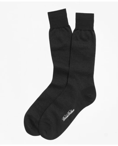 Brooks Brothers Merino Wool Mini Dot Crew Socks | Black