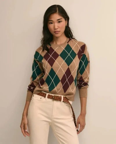 Brooks Brothers Merino Wool Relaxed Argyle Sweater In Multi