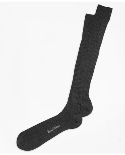 Brooks Brothers Merino Wool Ribbed Over-the-calf Socks | Grey | Size Regular