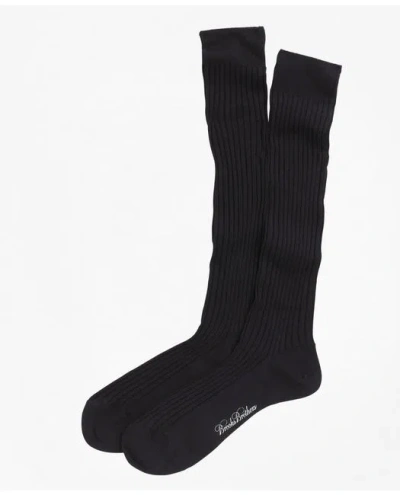 Brooks Brothers Merino Wool Ribbed Over-the-calf Socks | Navy | Size Regular