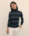 Brooks Brothers Merino Wool Striped Pointelle Turtleneck Sweater In Blue