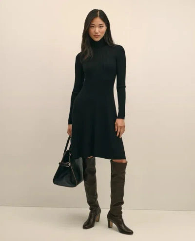 Brooks Brothers Merino Wool Turtleneck Dress In Black