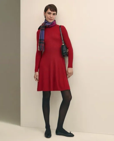 Brooks Brothers Merino Wool Turtleneck Dress In Red