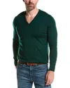 Brooks Brothers Merino Wool V-neck Sweater In Green