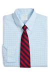 BROOKS BROTHERS MILANO FIT GINGHAM NON-IRON STRETCH DRESS SHIRT
