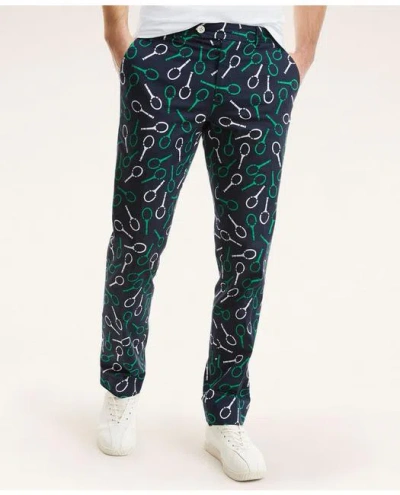Brooks Brothers Milano Slim-fit Tennis Print Pants In Navy