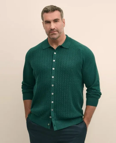 Brooks Brothers Cotton Mini-cable Polo Cardigan In Green