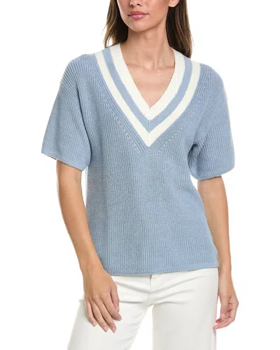 Brooks Brothers Mini Cable Linen-blend Tennis Sweater In Blue