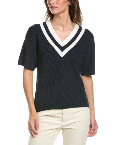 Brooks Brothers Mini Cable Linen-blend Tennis Sweater In Navy