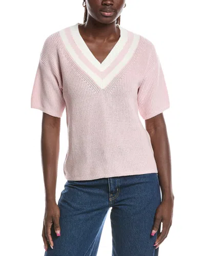 Brooks Brothers Mini Cable Tennis Linen-blend Sweater In Pink