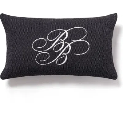 Brooks Brothers Monogram Logo Cotton Throw Pillow In Black