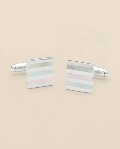 Brooks Brothers Mother-of-pearl & Sterling Silver Rhodium-plated Stripe Cufflinks