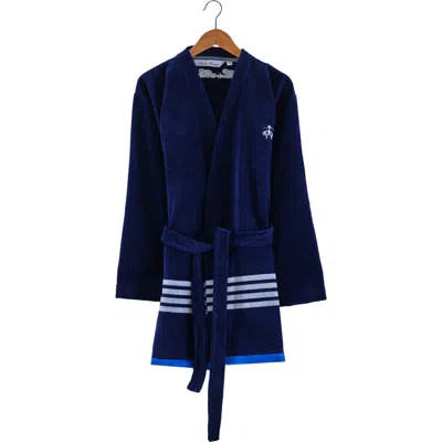 Brooks Brothers Nautical Blanket Cotton Robe In Blue