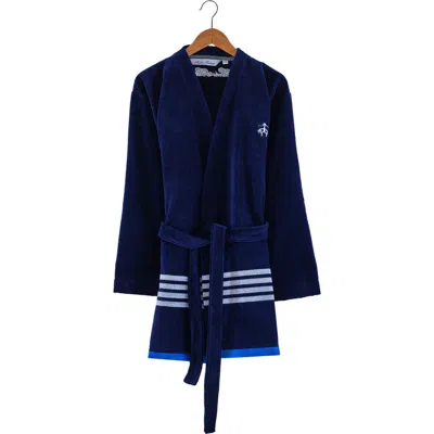 Brooks Brothers Nautical Blanket Cotton Robe In Navy