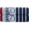 Brooks Brothers Nautical Blanket Stripe 2-pack Turkish Cotton Bath Sheets In White