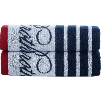 Brooks Brothers Nautical Blanket Stripe 2-pack Turkish Cotton Bath Sheets In White