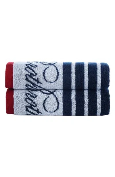 Brooks Brothers Nautical Blanket Stripe 2-pack Turkish Cotton Bath Towel In Blue