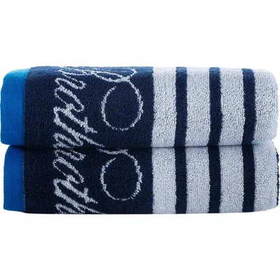 Brooks Brothers Nautical Blanket Stripe 2-pack Turkish Cotton Hand Towels In Blue