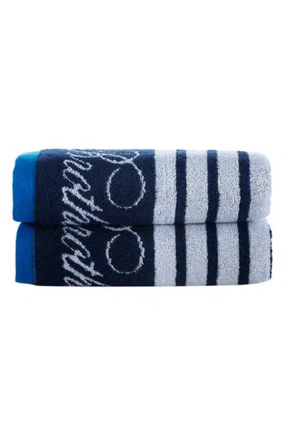 Brooks Brothers Nautical Blanket Stripe 2-pack Turkish Cotton Washcloths In Blue