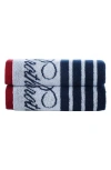 Brooks Brothers Nautical Blanket Stripe 2-pack Turkish Cotton Washcloths In White