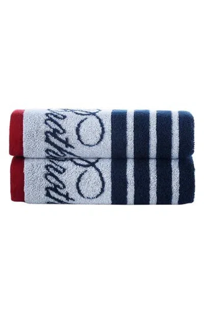 Brooks Brothers Nautical Blanket Stripe 2-pack Turkish Cotton Washcloths In White