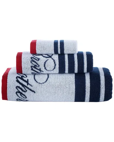 Brooks Brothers Nautical Blanket Stripe 3pc Towel Set In White