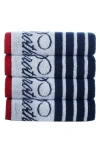 Brooks Brothers Nautical Blanket Stripe 4-pack Turkish Cotton Washcloths In White