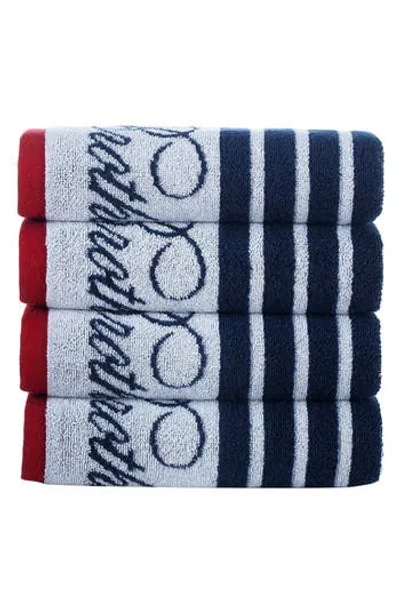 Brooks Brothers Nautical Blanket Stripe 4-pack Turkish Cotton Washcloths In White