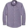 Brooks Brothers Non-iron Check Cotton Stretch Oxford Button-down Shirt In Blue