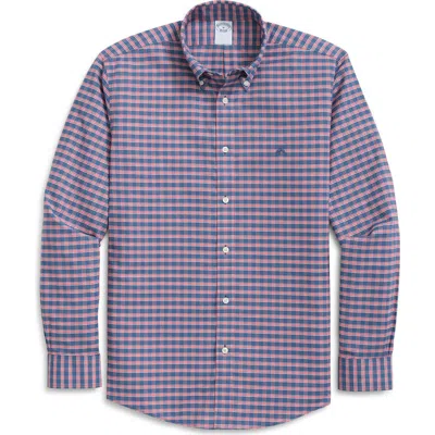 Brooks Brothers Non-iron Check Cotton Stretch Oxford Button-down Shirt In Blue