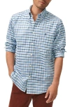 Brooks Brothers Non-iron Check Cotton Stretch Oxford Cloth Button-down Shirt In Blue