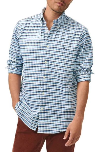 Brooks Brothers Non-iron Check Cotton Stretch Oxford Cloth Button-down Shirt In Blue