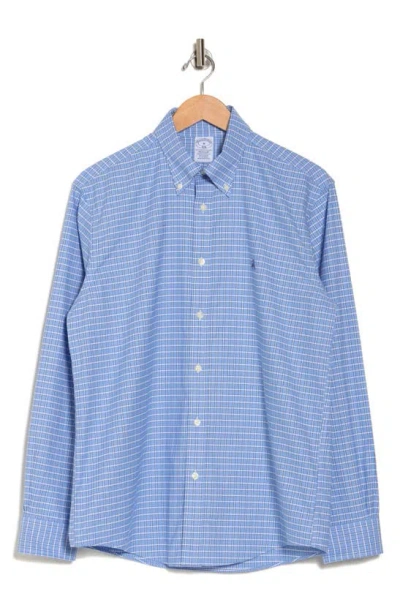 Brooks Brothers Non-iron Regular Fit Button-down Oxford Shirt In Vista Framed Windowpane