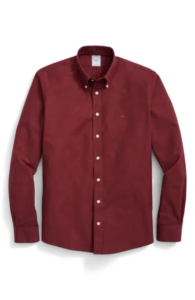 Brooks Brothers Regular Fit Solid Stretch Cotton Button-down Oxford Shirt In Red