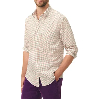 Brooks Brothers Non-iron Tattersall Check Stretch Cotton Button-down Shirt In Cream
