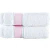 Brooks Brothers Ottoman Rolls 2pc Wash Towels In White/pink