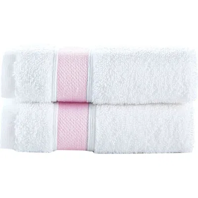 Brooks Brothers Ottoman Rolls 2-pack Turkish Cotton Bath Sheets In White/pink